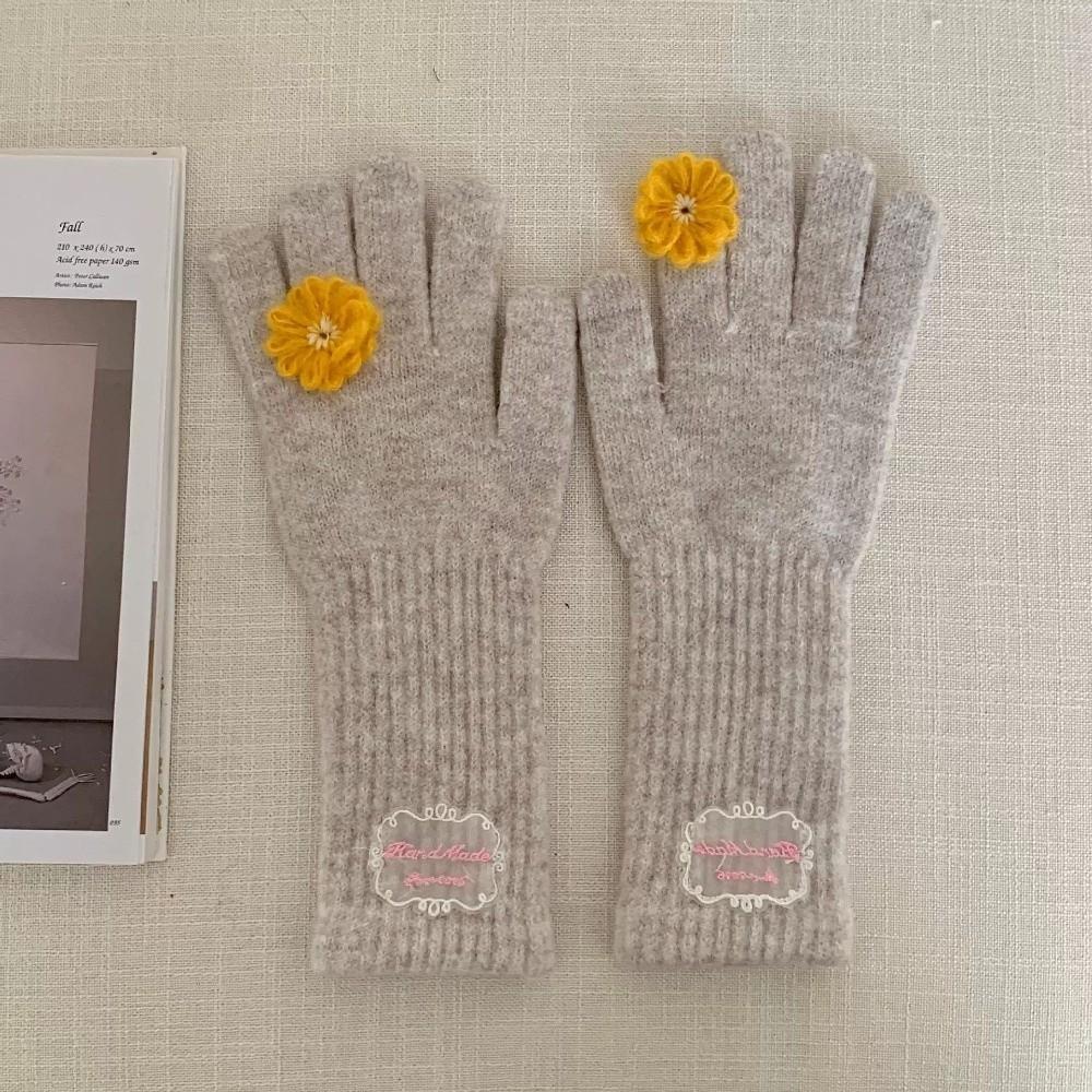 Soft Warm Knitted Winter Gloves Spring Full Finger Gloves  For Women
