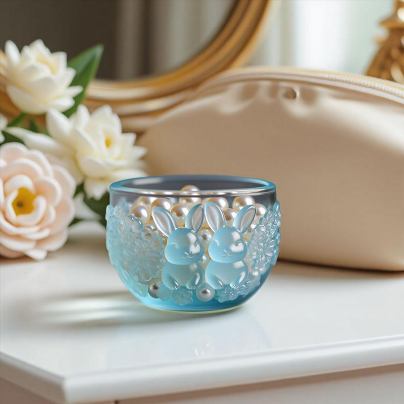 Lovely Bunny Flower Pattern Silicone Mold Candle Aromatherapy Cup Flower Pot Gypsum Mold DIY Craft Moulds Reusable Handmade Tool