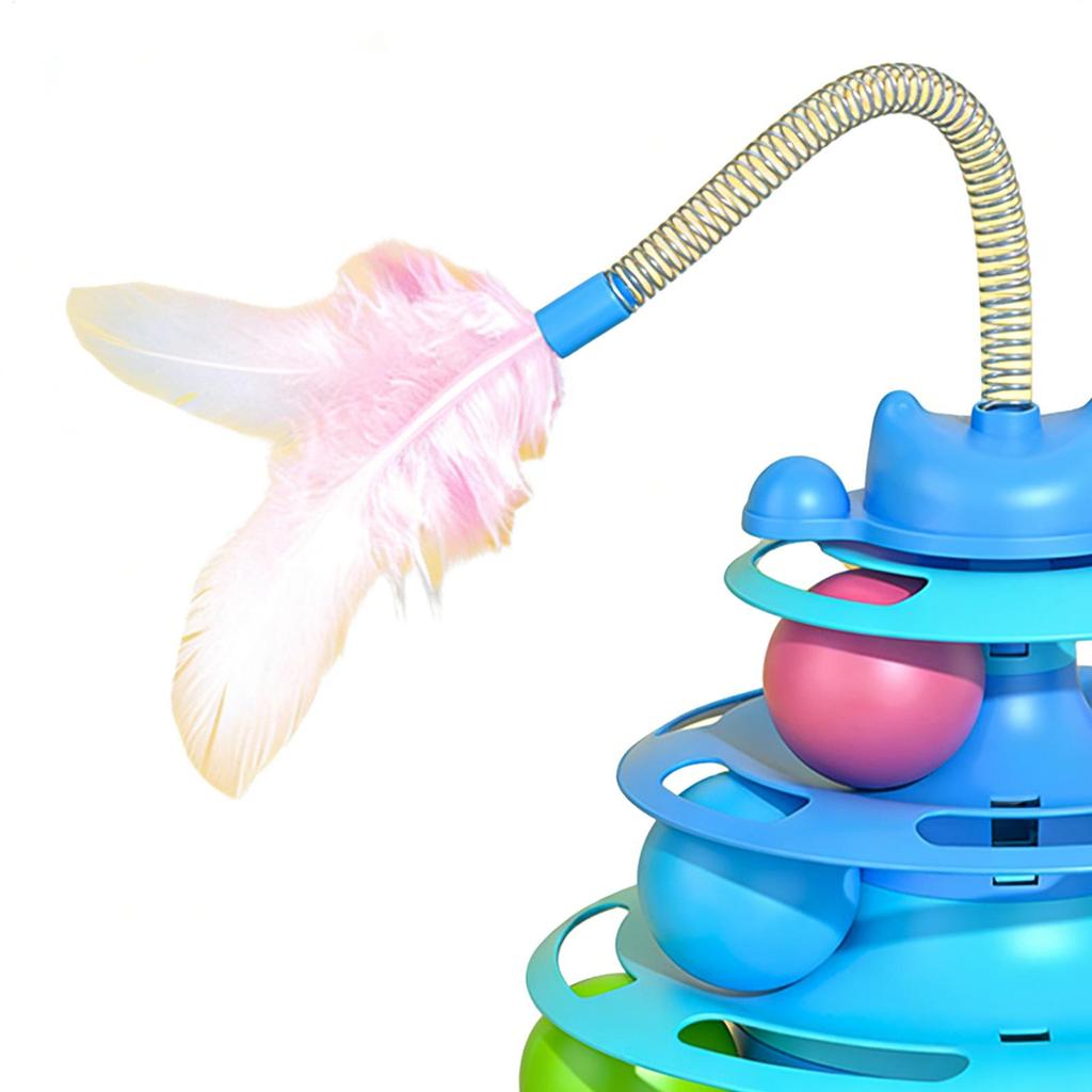 Cat Ball Track Kitten Boredom Relief Turntable Cat Tower Toy Tower Turntable Roller Balls Toys With Rotating Ball Tunnel Track