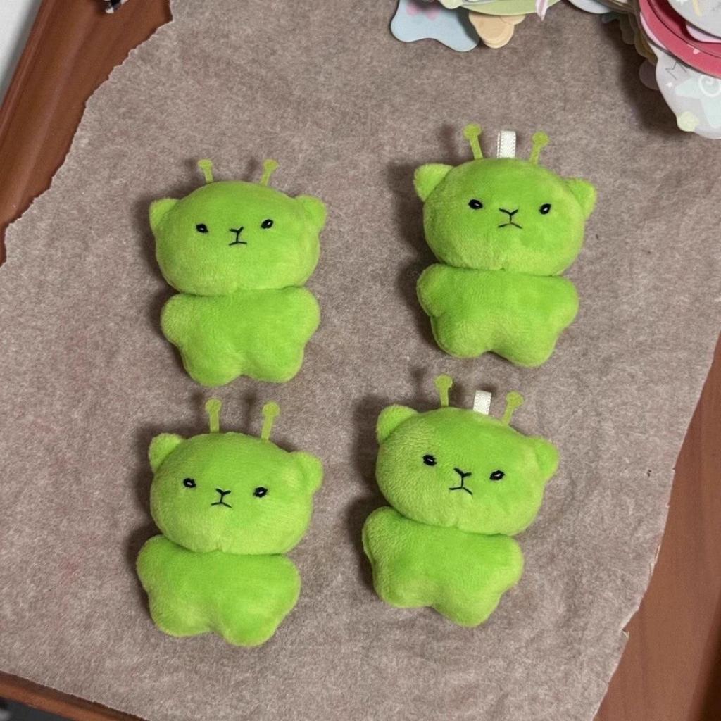 Cartoon Alien Cat Plush Toy Soft Doll Keychain Green Cat Pendant Cute Bag Decoration Accessories
