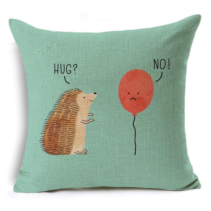 

Modern Minimalist Balloon Animal Linen Pillow Cover Elephant Hedgehog Giraffe Pattern Pillow Cover Premium Durable 45*45cm