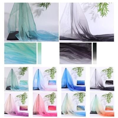 1 Yard/Breite 140cm Organza Stoff Transparente Textur Farbverlauf Stoff Netzstoff Bunter Farbverlauf