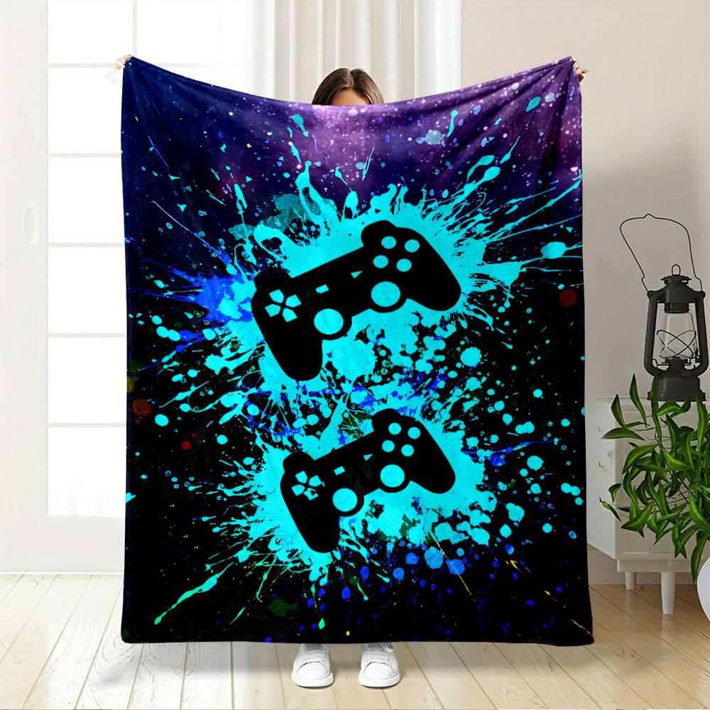 Gaming Controller Splash Design for All Seasons Blanket Lunch Break Throw Gift