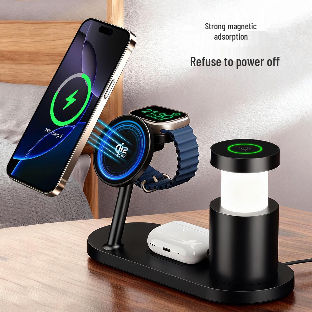 Qi2.2 Magnetic Wireless Charger & Night Light for Apple Phones, Watches, Earbuds