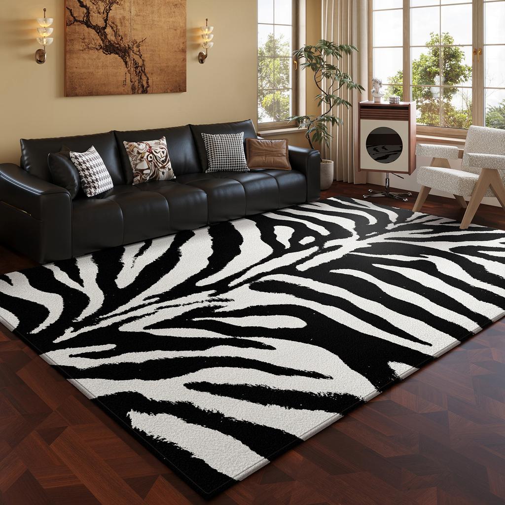 Black and White Zebra Pattern Carpets for Living Room Home Thick Plush Floor Mat Large Area Bedroom Decor Carpet Fluffy Soft Rug
