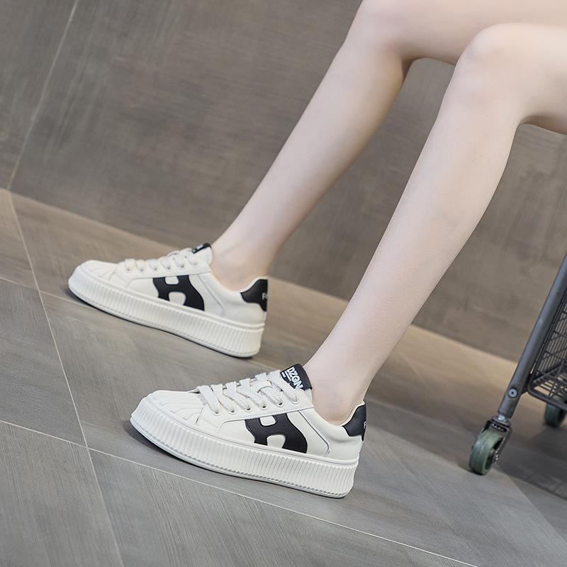 Little white shoes women's autumn and winter new shell head platform biscuit shoes versatile four seasons sports style casual board shoes flat shoes