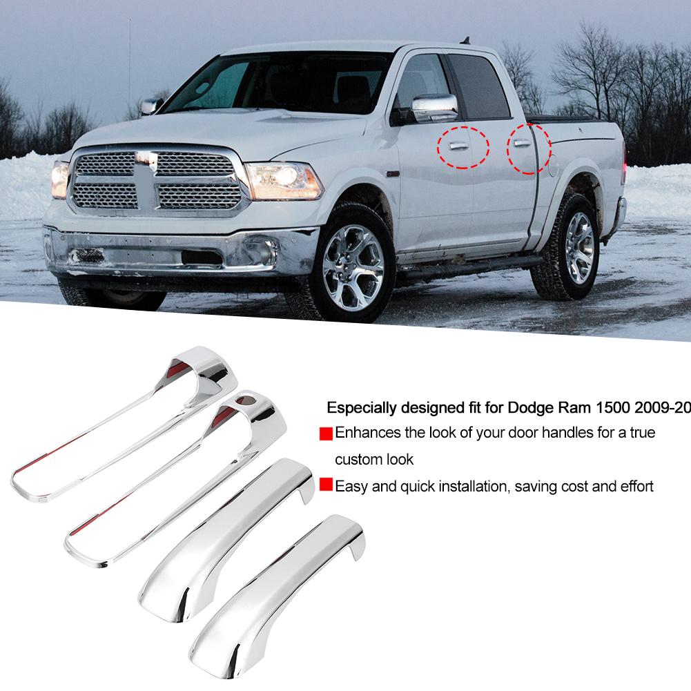 Chrome Door Handle Trim Cover 2 Door with 1 Keyhole Fit for Dodge Ram 1500 2009 2015