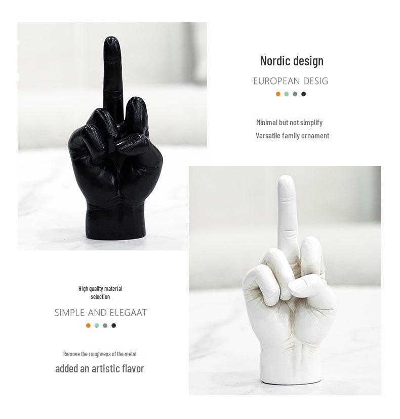 Middle Finger Sculpture: Unique Resin Decor for Home or Bedroom