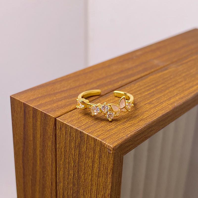 Medieval Enamel Oil Dripping Flower Butterfly Opening Ring Niche Design Light Luxury High-End Ring