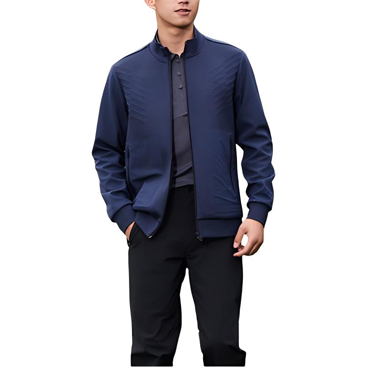 Lining Training Series Solid Color Stand Collar Sports Jacket Men Jacket Outer-Space-Blue AJDT701-1