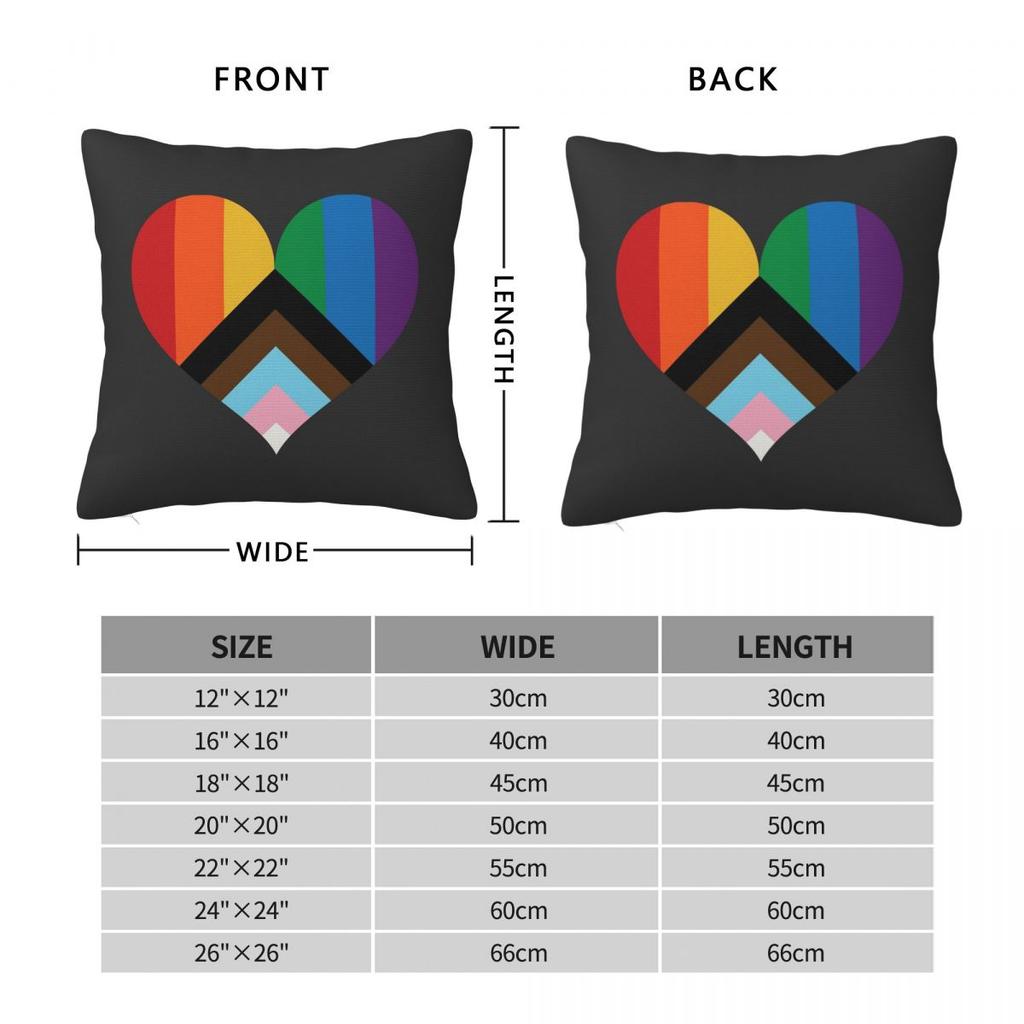 Gay Pride Rainbow Flag Heart Square Pillowcase Pillow Cover Cushion Throw Pillow for Home Bedroom Car