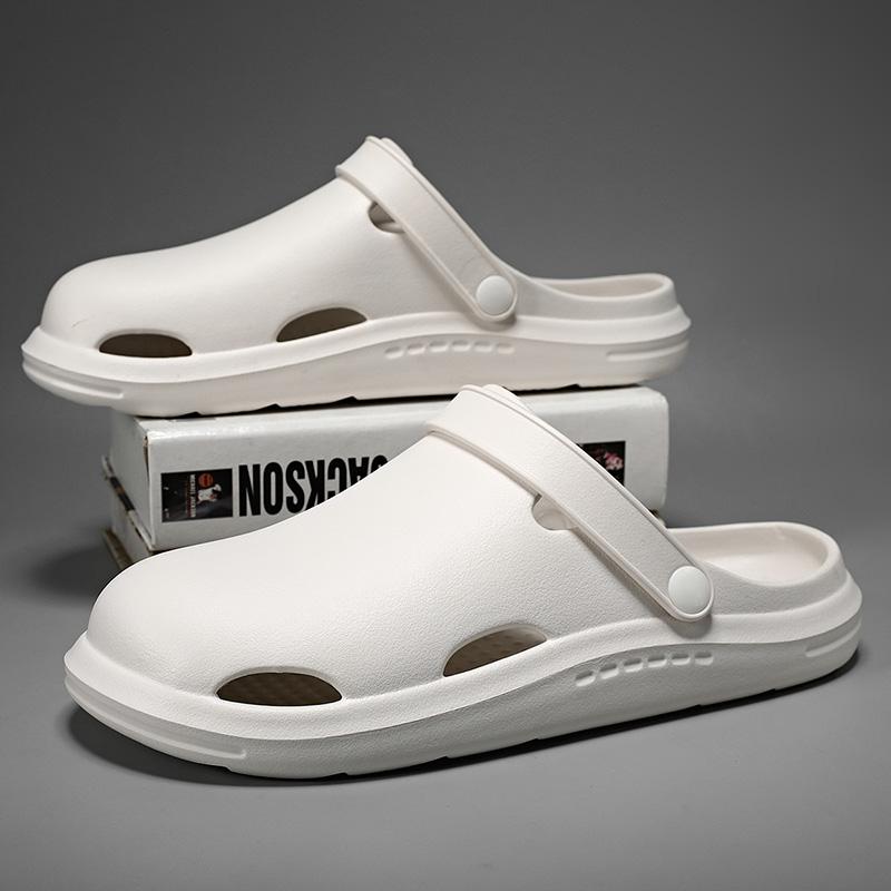 Fashion Men Sandals Lightweight Casual Shoes Soft Sole Hole Shoes Clogs Outdoor Beach Falt Slippers Garden Shoes Black Size 46 Women