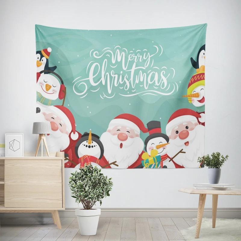 Weihnachten Neujahr Rentierschlitten Muster Wandteppich Wohnzimmer Sofa Auto Innenraum Dekowandteppich