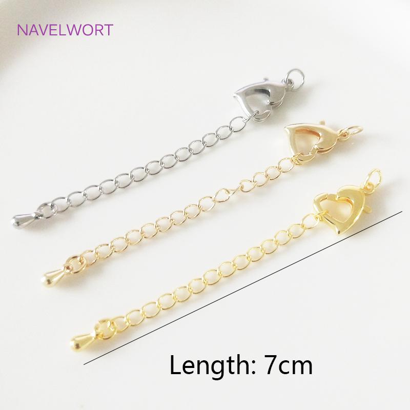 Fashion 14K/18K Gold Plated Heart Lobster Claw Clasp High Quality Brass Metal Lobster Clasps Extension Chains Wholesale