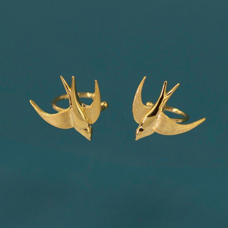 

Женские серьги-клипсы золотого цвета с милыми животными в виде ласточки без отверстия в ухе без пирсинга, вечерние ювелирные изделия