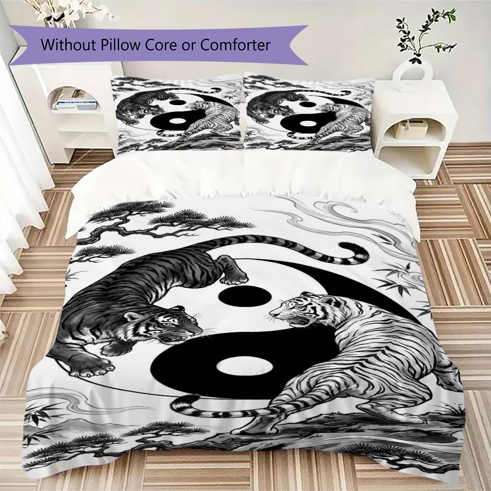 Tai Chi Animals Pattern Bedding uilt Set uilt Cover Pillowcase Home Decoration Birthday Gift (1 * duvet cover + 2 * pillowcase without core)105