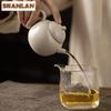 110ml Handmade Grass Wood Ash Porcelain Teapot Ancient Pot Tea Brewing Kettle with Infuser White Tea Tableware Supplies Craft