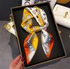 Retro Style Niche Small Square Scarf Simulation Silk Silk Scarf Headscarf Women'S Spring And Summer Scarf Printed Neck Protection Scarf Scarf