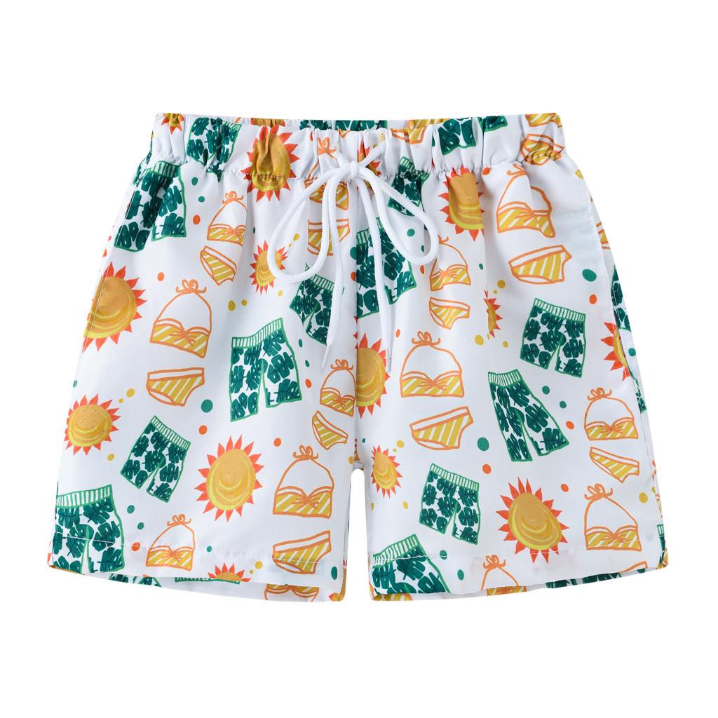 Sommer Kinder Cartoon-Print Badeshorts - Elastischer Bund Strand- & Sportbadehosen