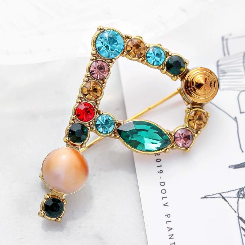 1PC 26 Letters Colorful Jewelry Gifts for Women Alphabet Brooch A-Z Rhinestone Letter Pin