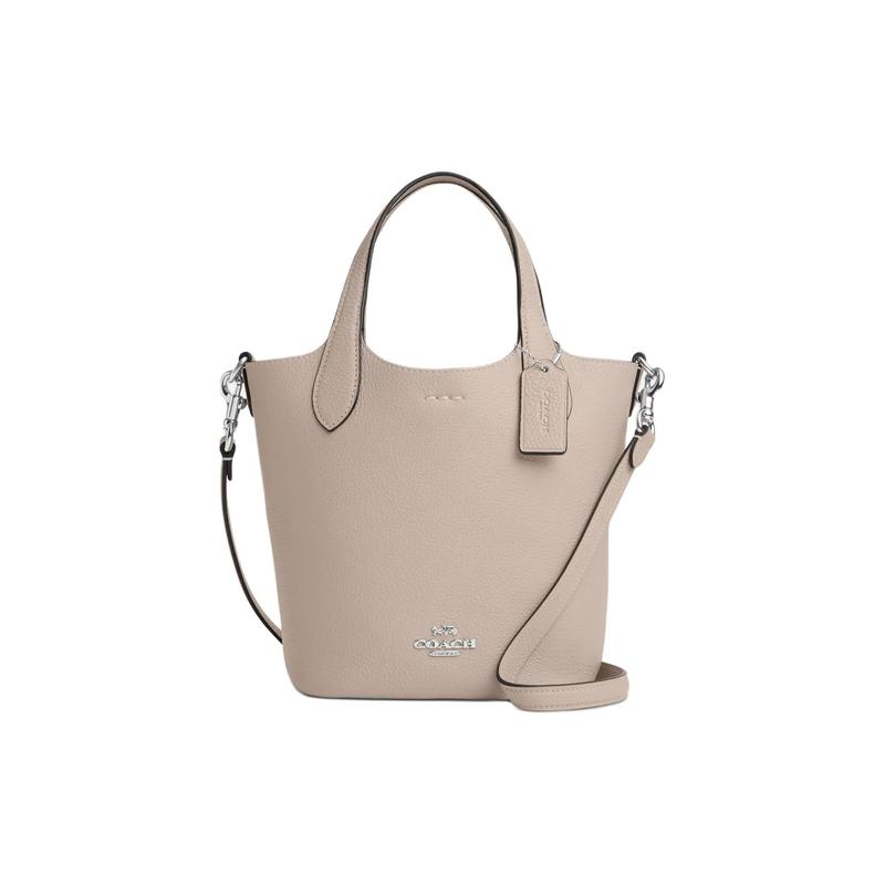 

COACH Hanna 18 Magnetic Snap Double Sided Leather Bucket Bag Hand Crossbody Shoulder Bag Small Women s Beige бежевий