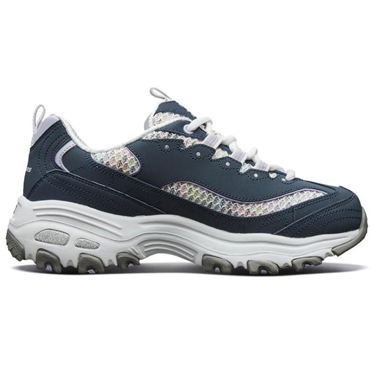 Skechers DLites 1.0 Mesh Pelle Sintetica Classiche Sportive Basse Lifestyle Scarpe Casual Donna sneaker Blu Bianco 13144-NVW