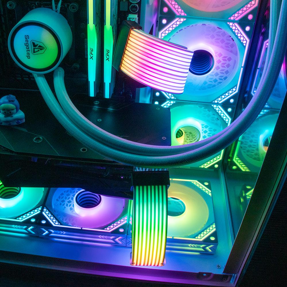 RGB Silicone Silver-Plated Extension Cable for Motherboards - 24p, 6+2p Neon Rainbow Luminous Wire