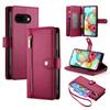 DF-011 For Google Pixel 9a Case Zipper Pocket Wallet Leather Phone Cover with Straps