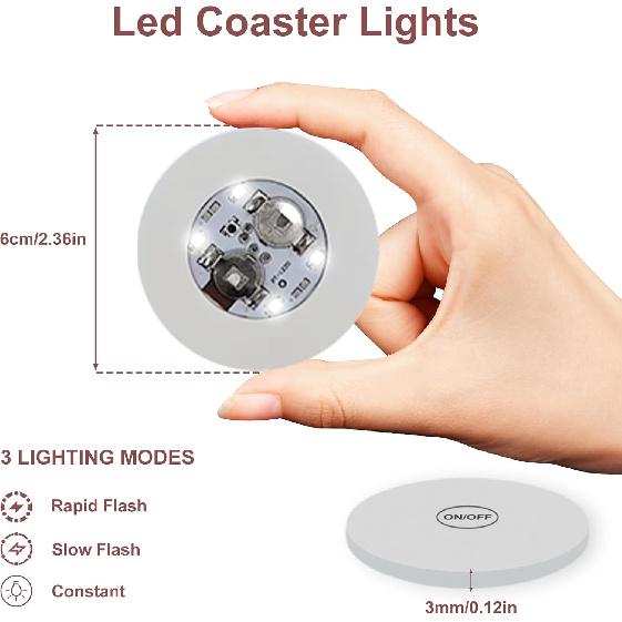 Светодиодная подставка под стакан, 40 шт. Светящиеся подставки для напитков, Светодиодные огни для бутылок с алкоголем, Светодиодные наклейки Светящаяся подставка под стакан для