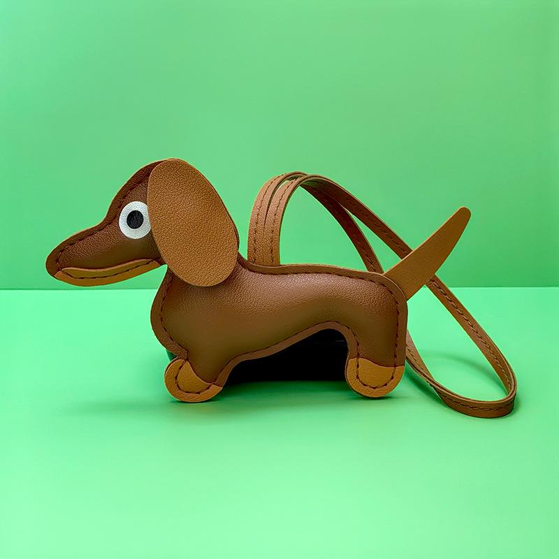 Dachshund Pendant Leather Bag Charm - Cute Cartoon Ornament