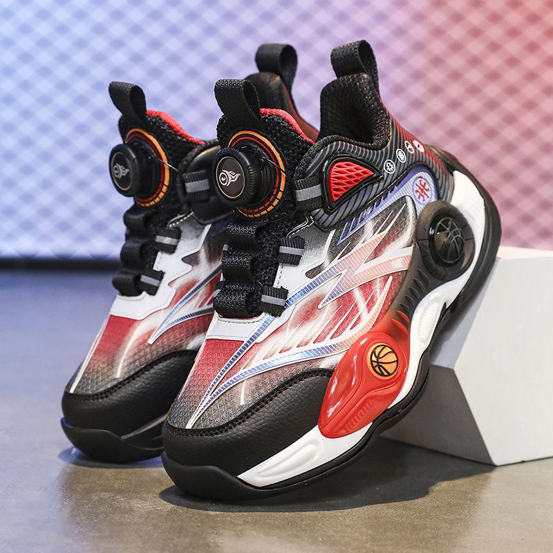 Popular Outdoor Children's Cool Basketball Shoes Portable Rotating Buckle Autumn Wear-resistant Outsole Non-slip Sports Shoes