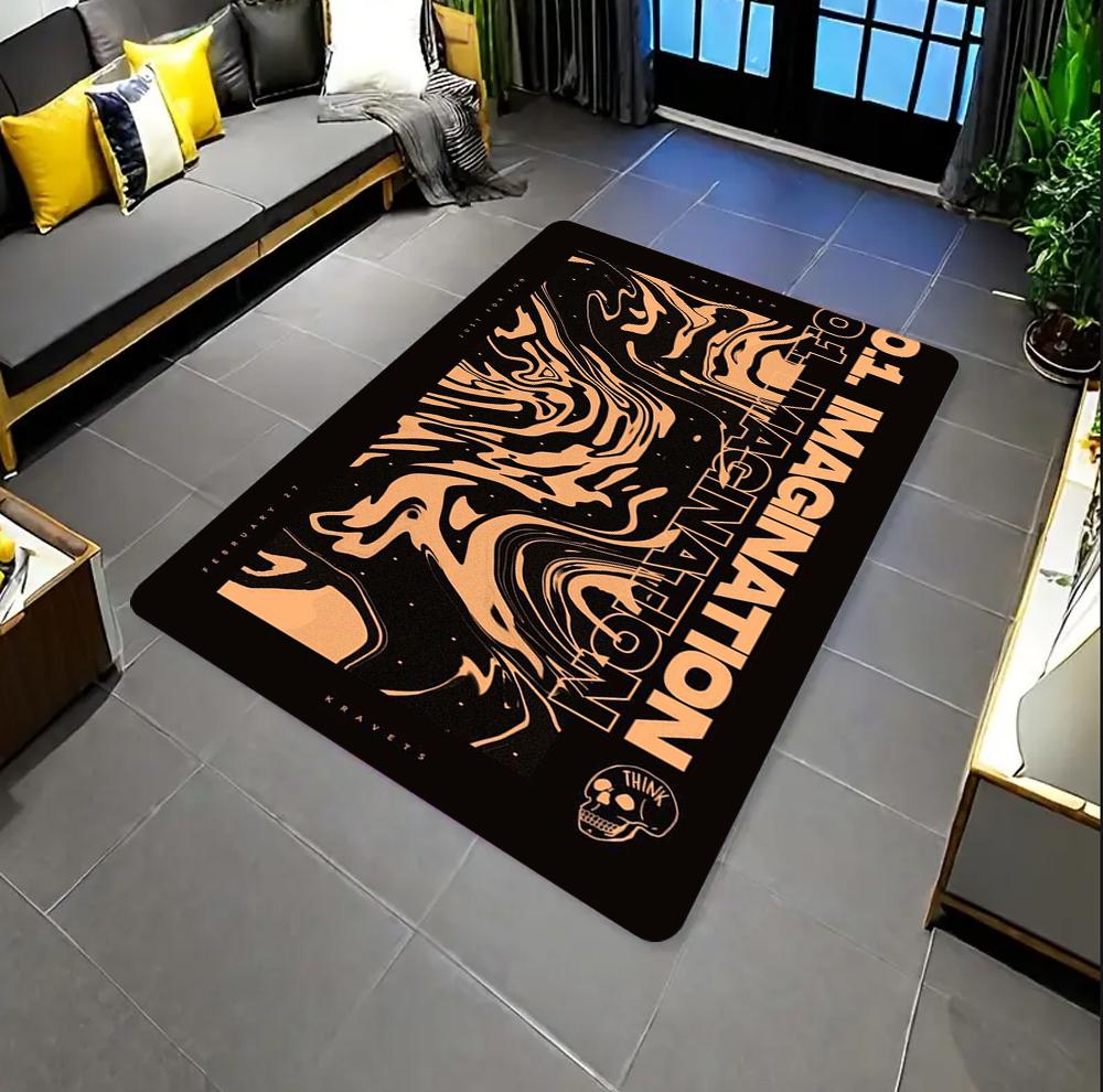 

Modern Imagination Carpet with Purple Graphic Print Non-Slip Black Area Rug for Living Room Decor Floor Mat for Home Office 40x60cm