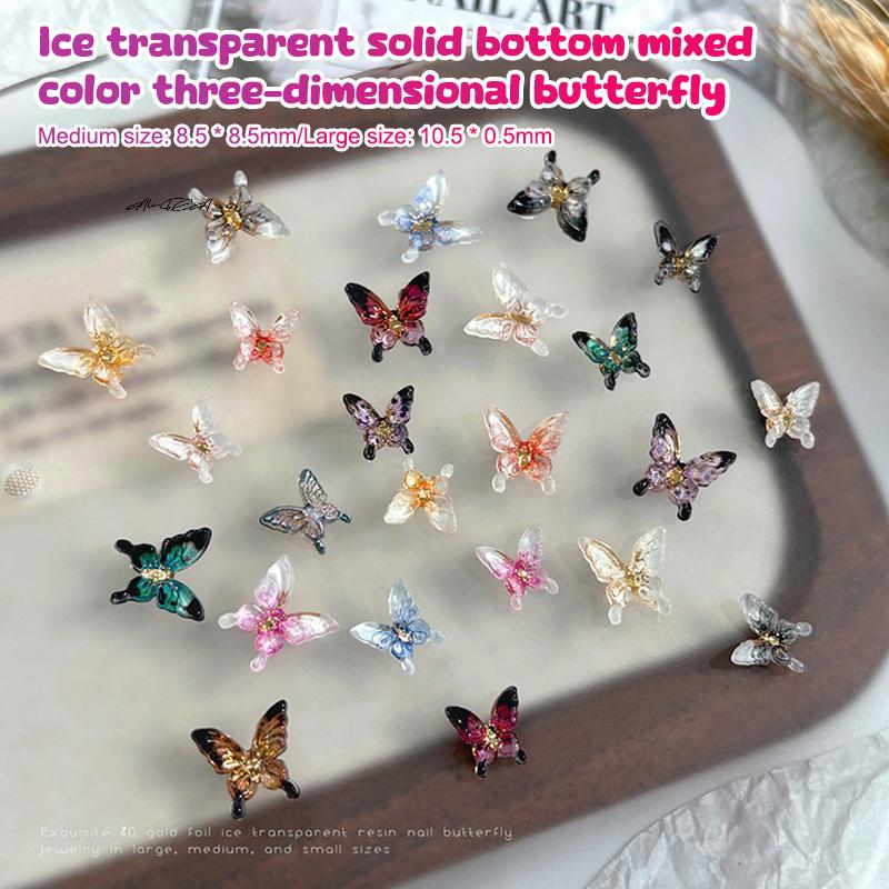 Multi Color Transparent Butterfly Nail Charms 3D Resin Glossy Small DIY Nail Art Decorations 18/24/30Pcs/Set