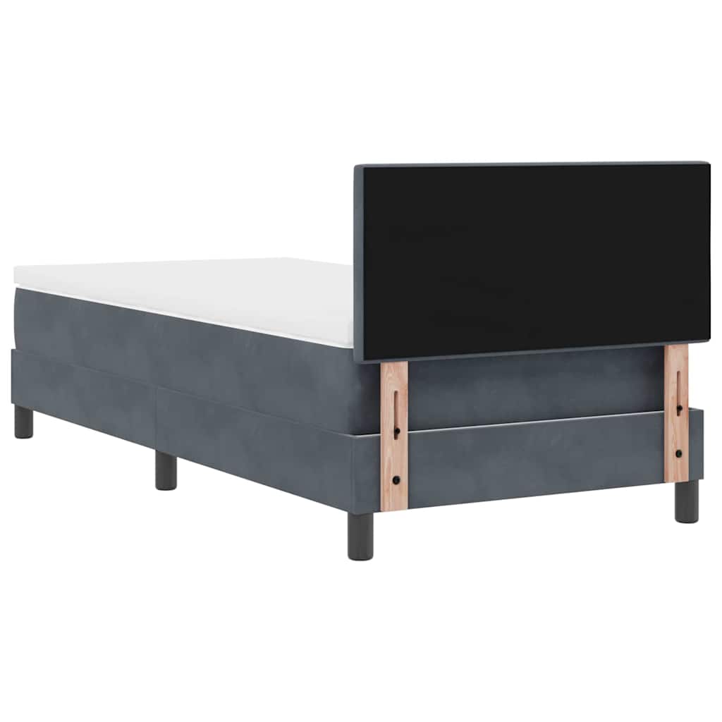 LED Box Spring Bed with Mattress Dark Gray 90 x 190 cm Velvet