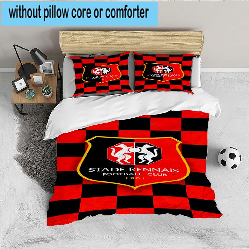 3PCS Stade Football Club Crest Bedding set,Ideal For1pc Duvet Cover And 2pcs Pillowcases Perfect for Christmas gift,Ideal for Bedroom, Dormitory