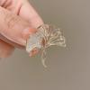 Women Brooch High-Gloss Rhinestone Inlay Sparkling Ginkgo Leaf Design Lapel Pin Non-Slip Buckle Scarf Badge Clothing Bags Accessories