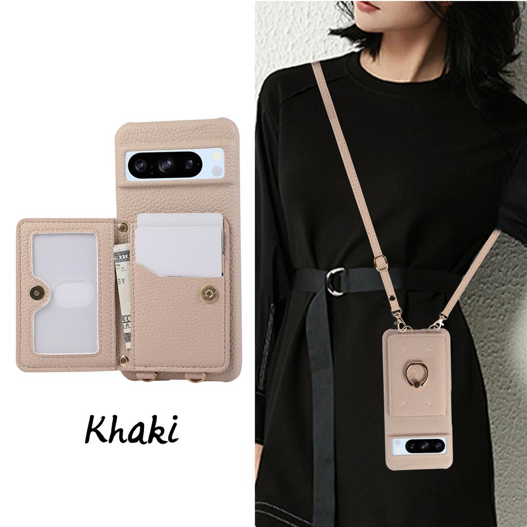 Crossbody Cards Bag Wallet Leather Ring Holder Case For Google Pixel 8 Pro 8A 7A 7Pro Long Lanyard Rope Kickstand Pocket Cover