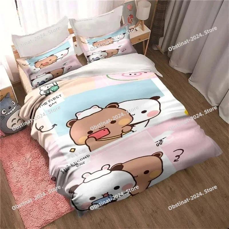 Bubu Dudu Cartoon Cute Bear Kawaii Christmas Gift Bedding Set Duvet Cover Sheet Pillowcase Soft Quilt Cover Queen King Size