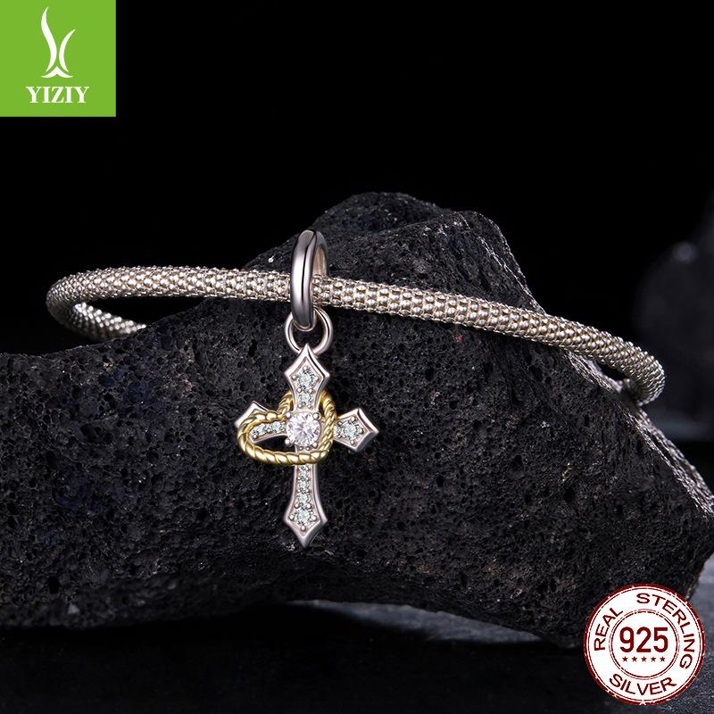Love Cross Diy Pendant Jewelry Accessories Personalized Trend S925 Sterling Silver Beads
