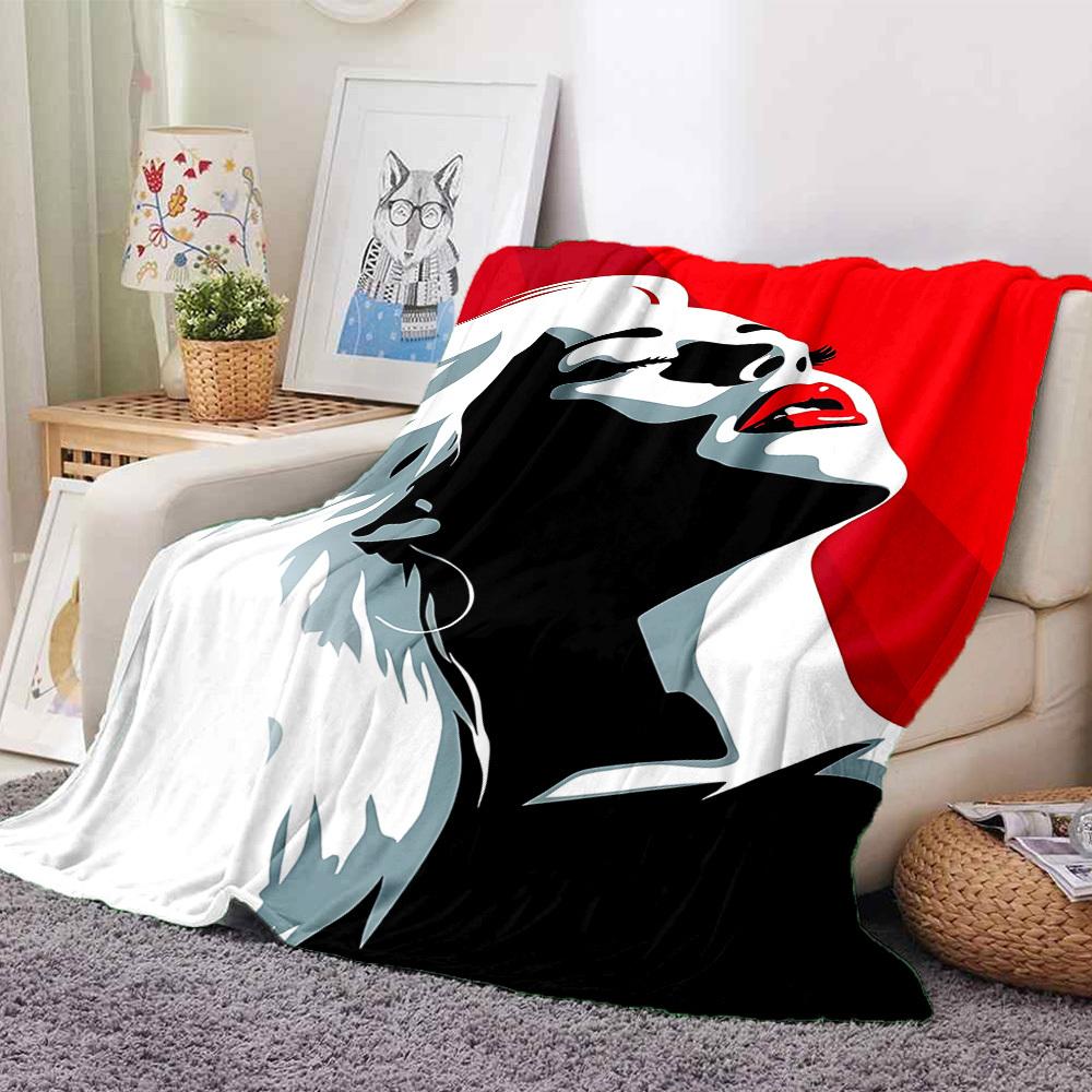 1pc Glamourous Portrait Blanket Lightweight Flannel Blanket Throw Blanket For Sofa, Bed, Travel, Camping, Livingroom, Office, Couch