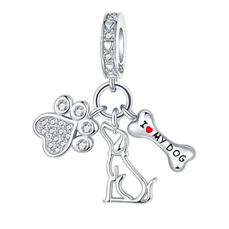 Copper Cute Dog Bone Dog Claw Pendant Charm Fit Original Charms Bracelets Women Diy Jewelry Gift