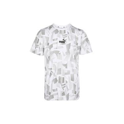 T-shirt Sport Col Rond Colorblock Imprimé Logo Homme Hauts Blanc 586045-02