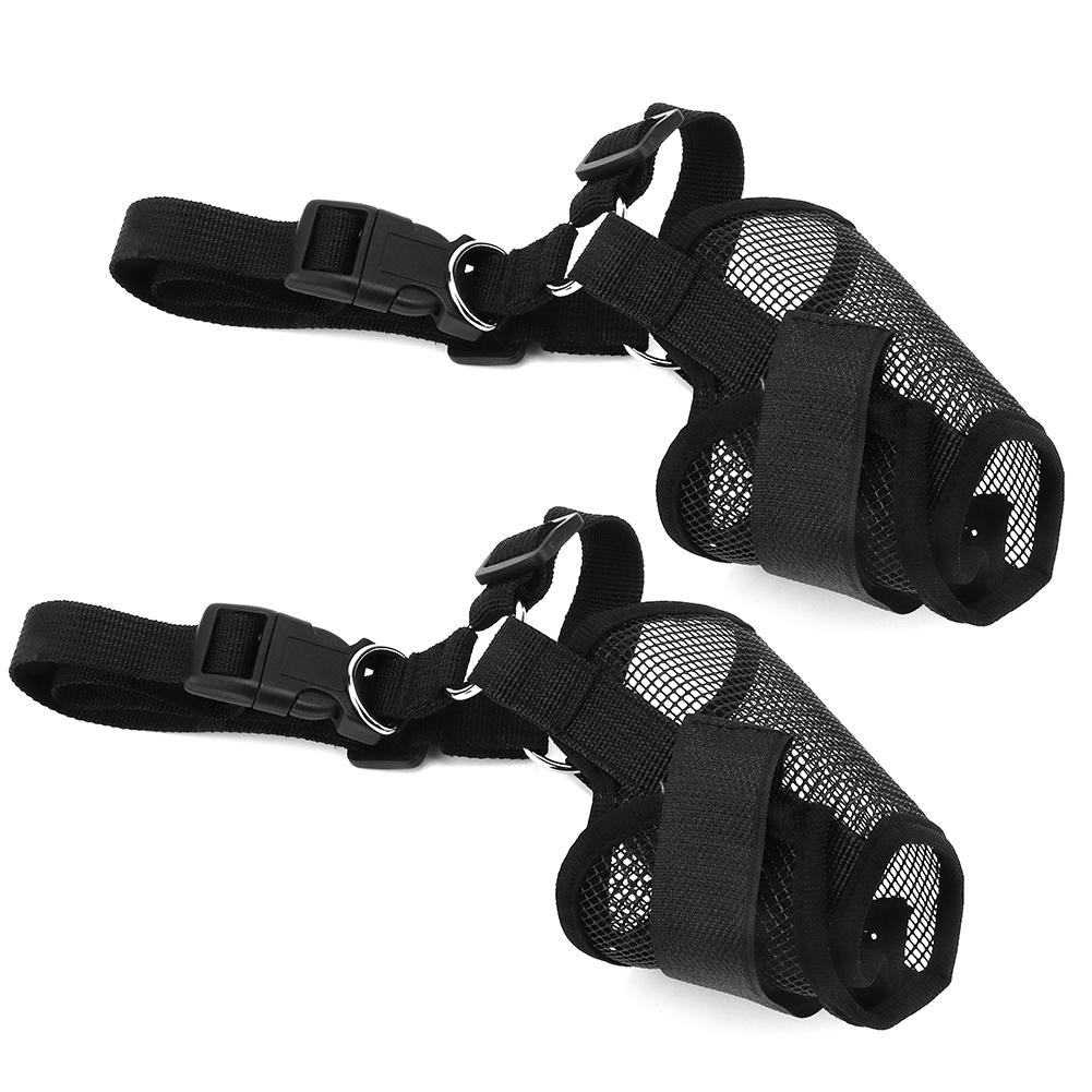 

2Pcs Pet Anti Bite Mesh Dogs Muzzles Pet Mouth Cover Anti Breakout Anti Shedding Black(M ) M