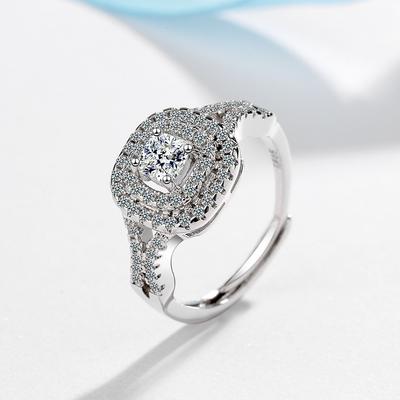 925 Sterling Silver Africké šperky Prsten Ženy čtvercový Bílý diamant Bizuteria Stříbrné Šperky 925 Moissanite snubní prsteny