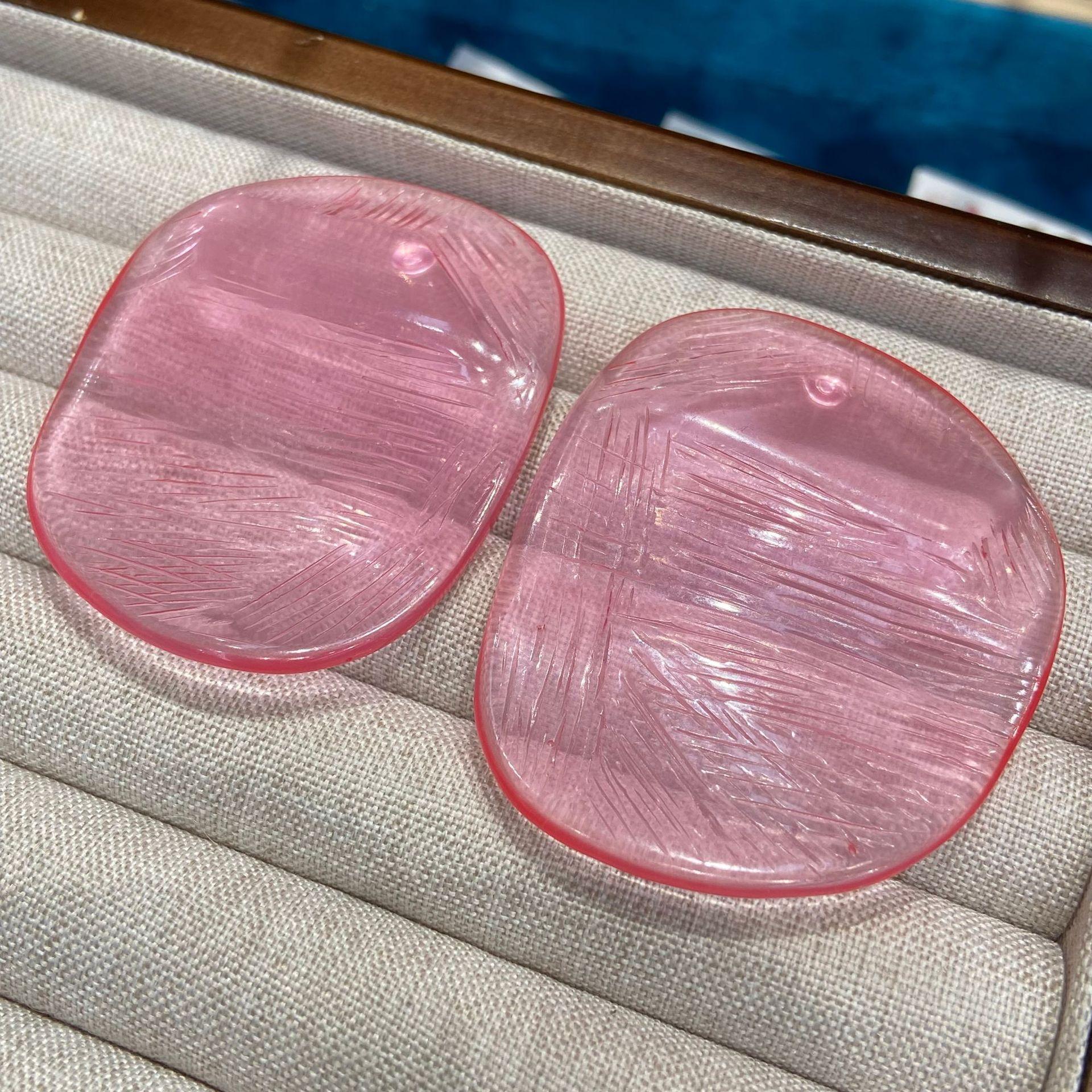 

Faye Wong Spring Festival Gala Earrings Of The Same Style Shrimp Chips Big Earrings 2025 Exaggerated Stud Earrings Resin Pink Ladies Vacation