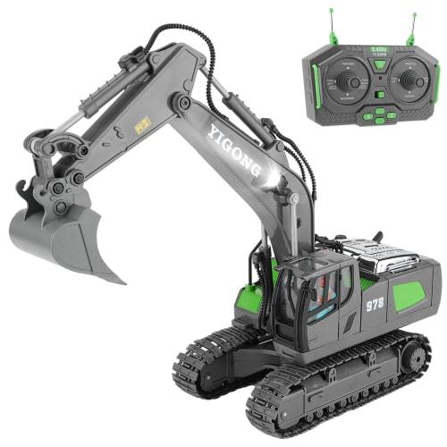 iKing Excavator Toy - 2.4GHz Remote Control Car with 360/680 Degree Rotation, RC Car Construction Vehicle for Beaches and Sandboxes, Indoor and Outdoo