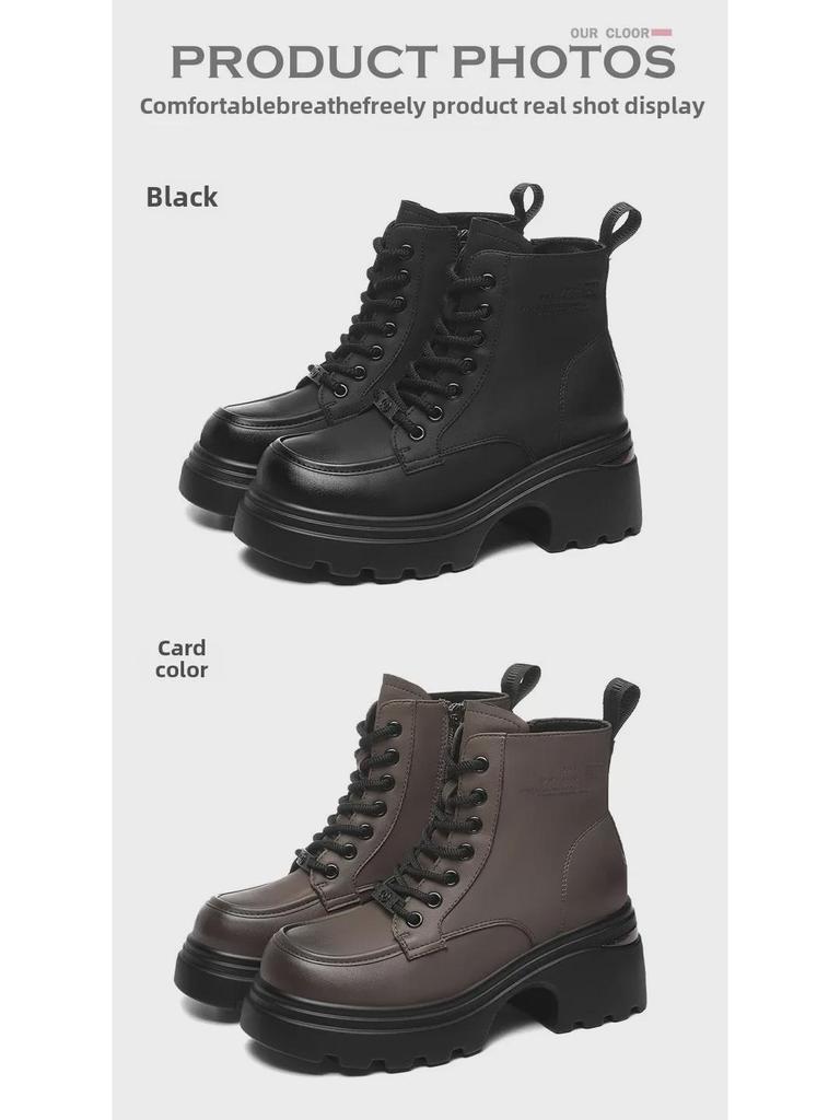 Dámské kotníkové boty na silné platformě zvyšující výšku, móda podzim/zima 2024.