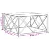 Coffee Table 80 X 80 X 40 Cm Stainless Steel and Glass