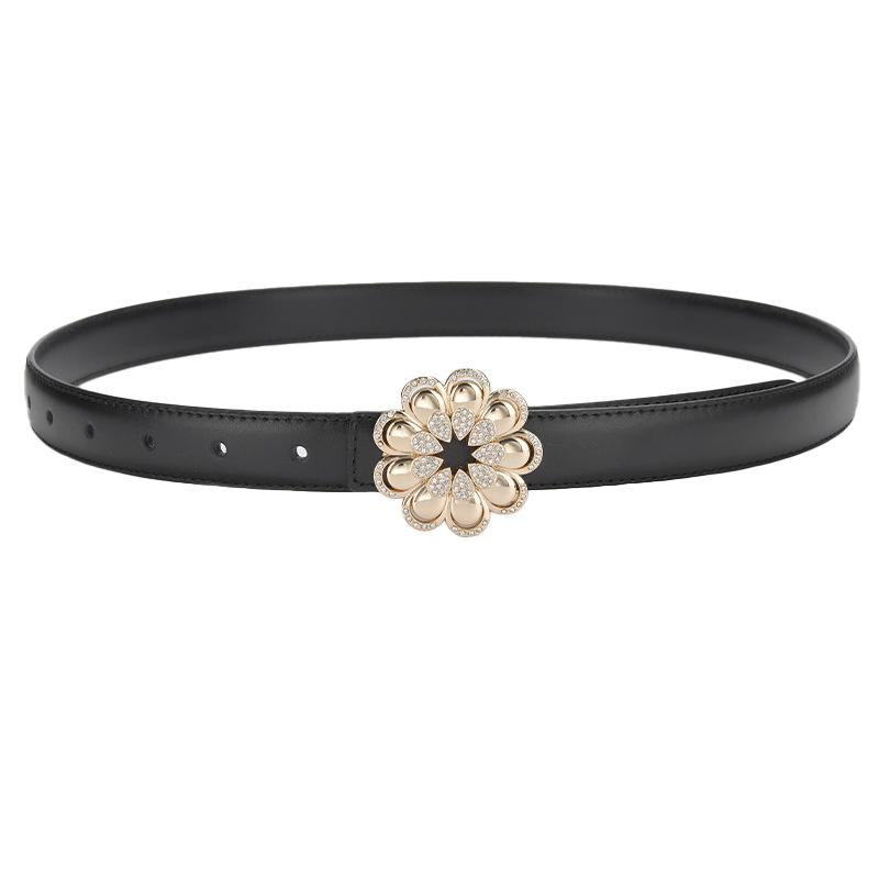 New Leather Belt Women's Genuine Leather Decorative Belt Casual and Fashionable Versatile Trendy Women's Buckle Belt with Jeans