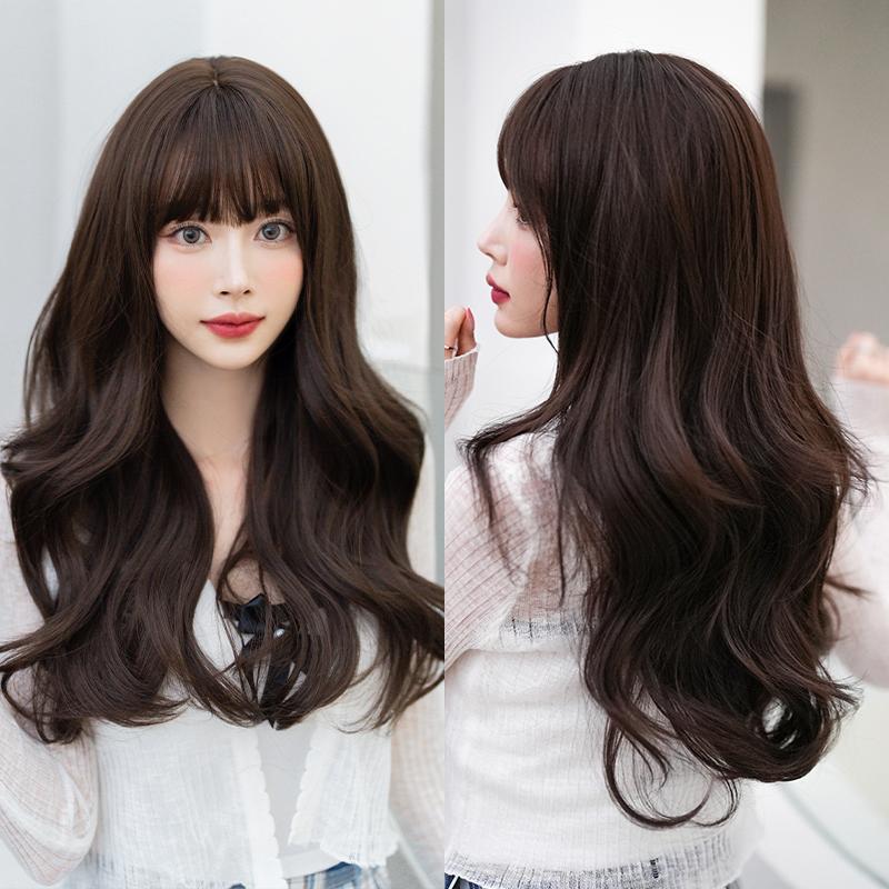 Professional  WIGS Long Body Wavy Sakura Pink Wig for Sweet Girl High Density Synthetic Loose Curly Hair Wig with Bangs Beginner Friendly